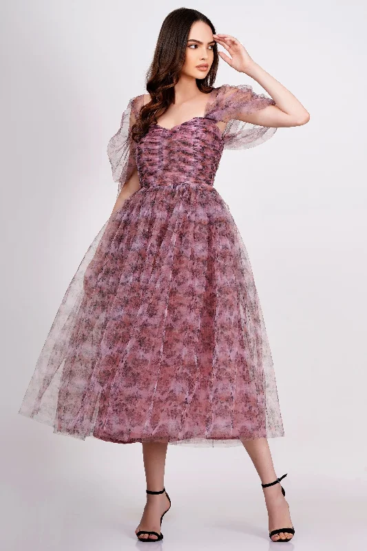 Relaxed Jackets Melbourne Floral Tulle Midi Dress
