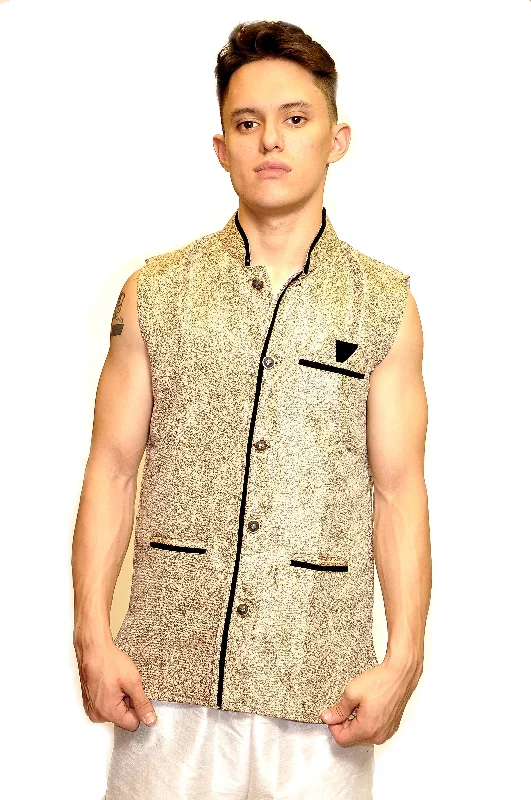 Soft Relaxation Wear Silk Vest with Black Details and Black Trim