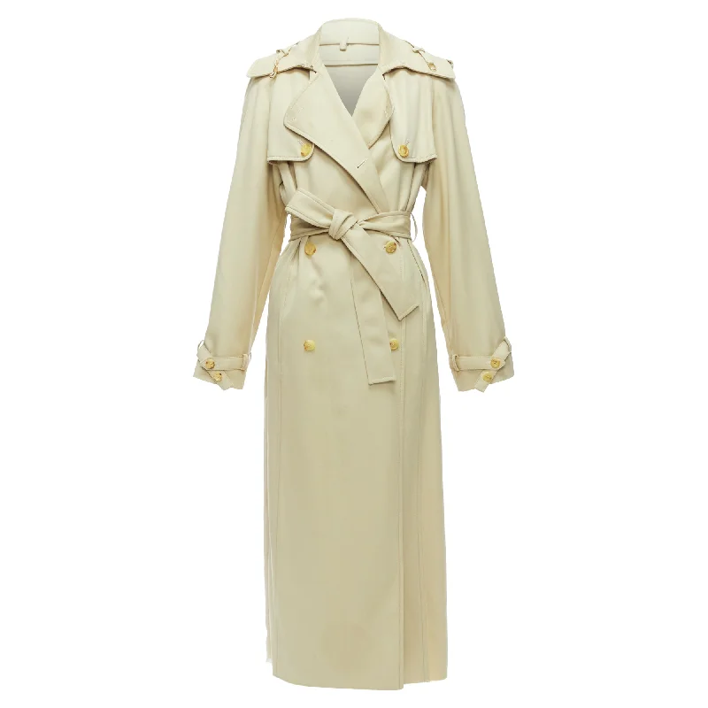 Comfortable Lounge Wear Gabriela Hearst Merino Wool Silk Trimmed Pleats Trench Coat
