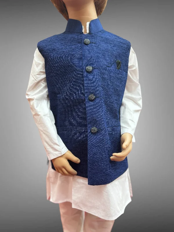 Soft Tops Khaadi Silk Plain Navy Blue Kids Vest