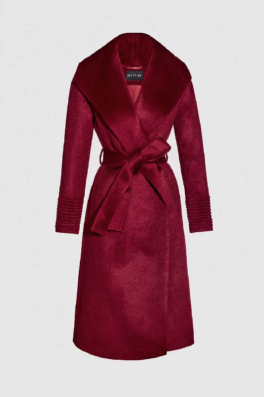 Elegant Fit Suri Alpaca Long Shawl Collar Wrap Coat