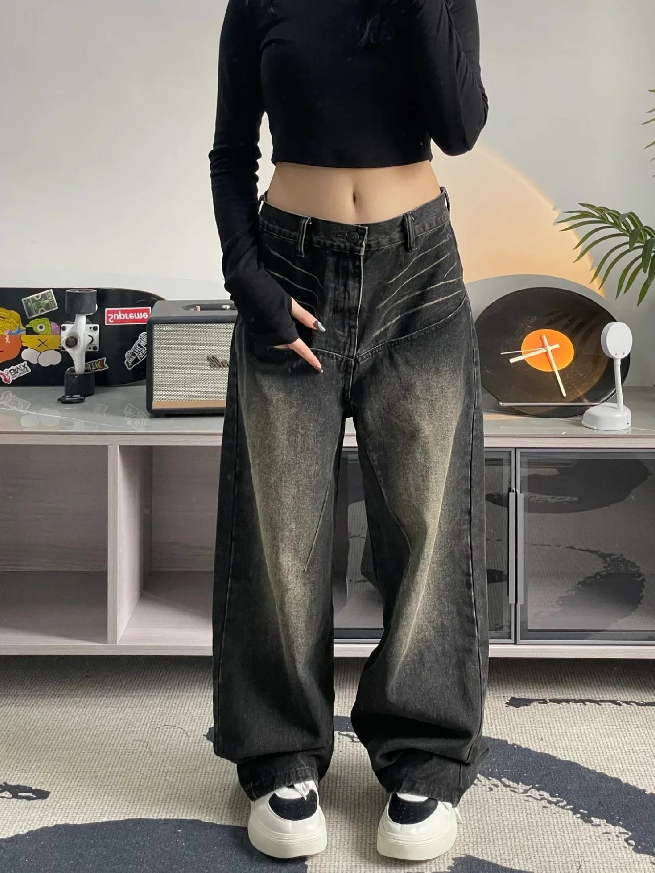 Soft Textures DressBetty - 2024 High Street Spicy Girls Straight Tube Wide Leg Long Pants