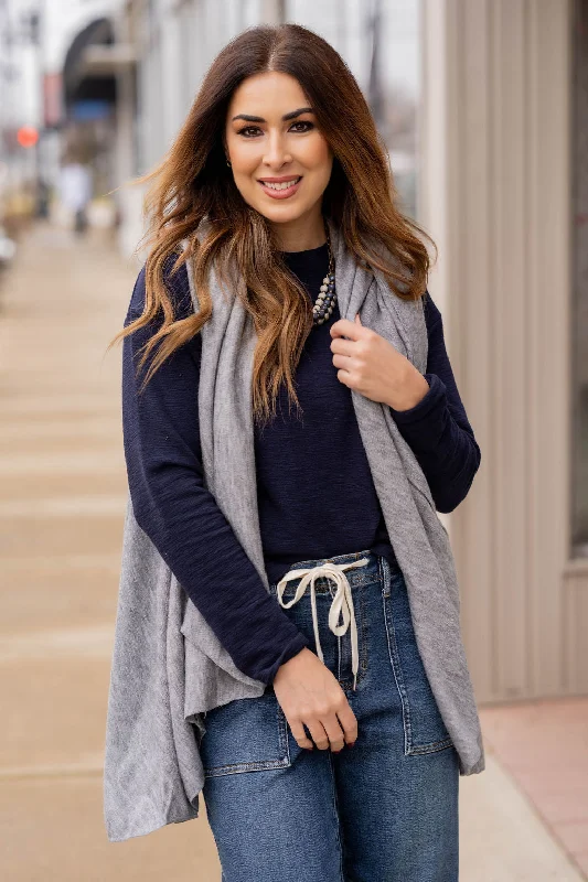 Comfortable Fitwear Heathered Waterfall Wrap Vest