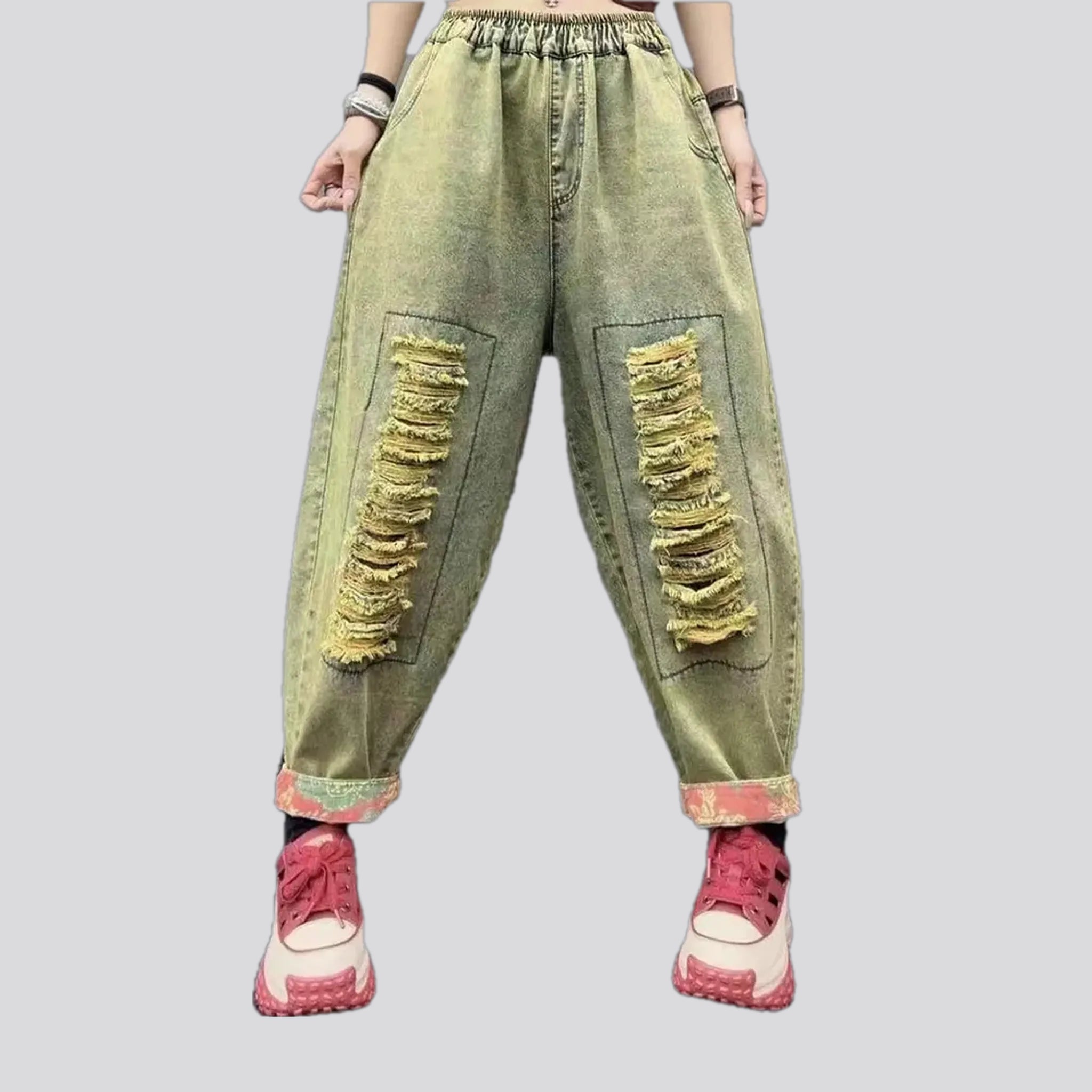 Relaxed Chic Mid waist women's denim joggers