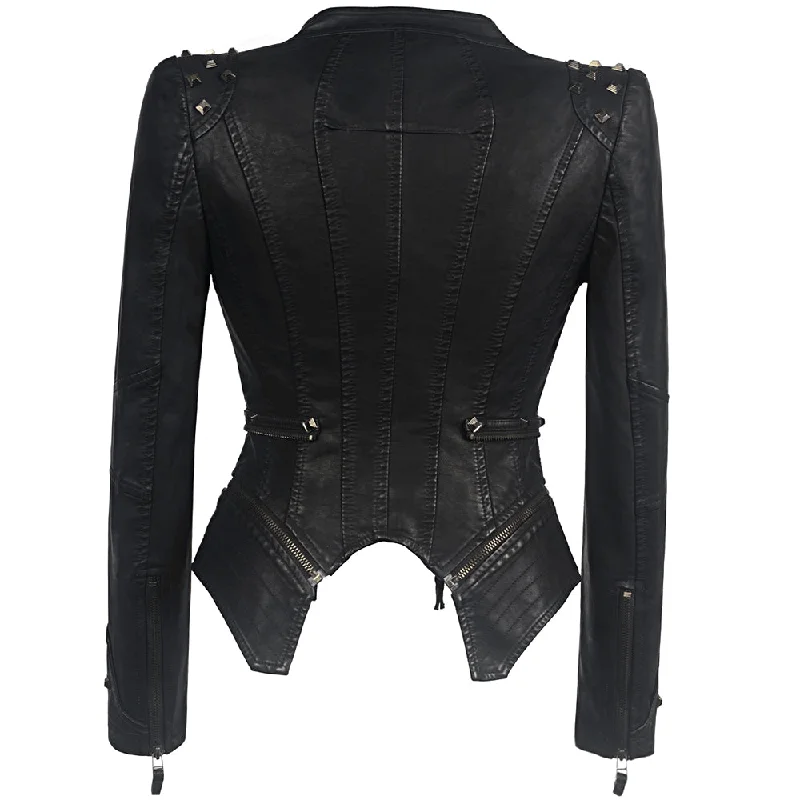 Light Dressing Rosetic Jacket Women Faux Leather