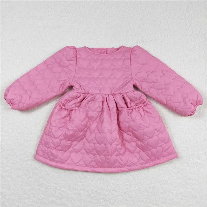 Cozy Outerwear GLD0269  Baby Girls Pink Cotton Wadded Jacket Design Dresses