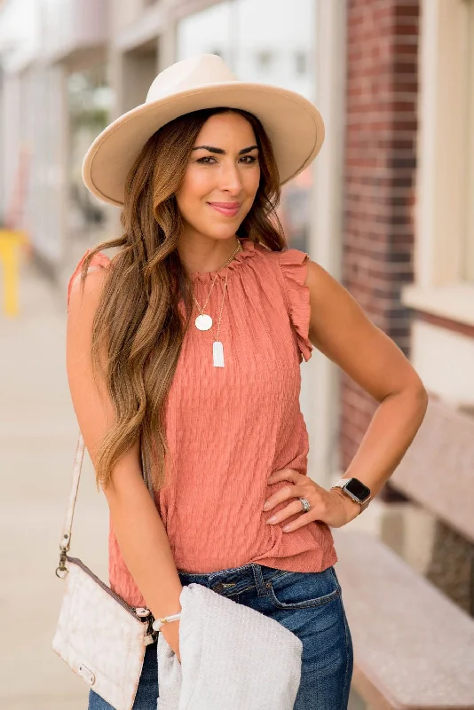 Soft Casuals Subtle Textured Ruffle Trim Tank