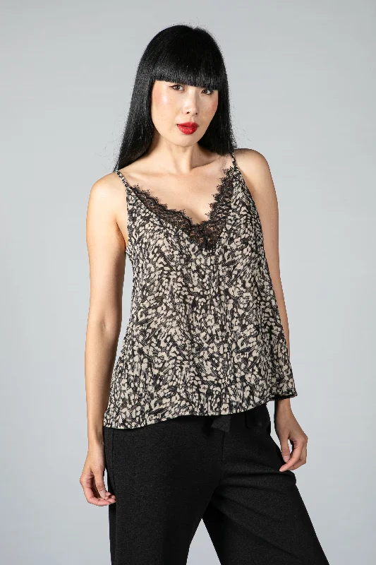 Trendy Looks Animal Print Cami with Lace Trim