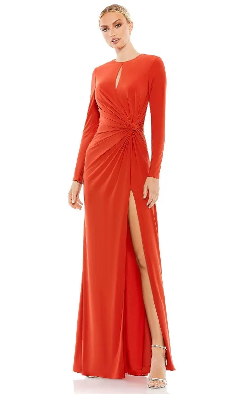 Soft Knitwear Ieena Duggal 55708 - Keyhole Neck Long Sleeved Dress