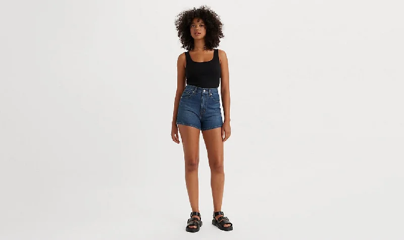 Relaxed Fit Wear High Waisted Mom Shorts - Cool Places To Go