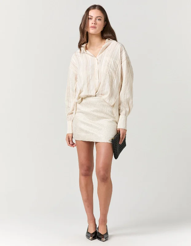 Relaxed Clothing Emerald City Mini Skirt - Champagne Check