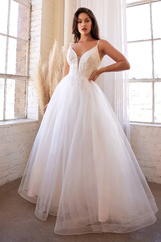 Versatile Casuals CINDERELLA DIVINE CD0154W White Beaded A-Line Layered Tulle Dress