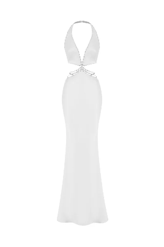 All-Day Outfits Crystal-embellished satin maxi dress with cutouts