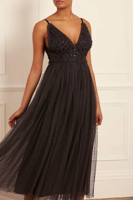 Versatile Style Heart Lattice Bodice Cami Ankle Gown