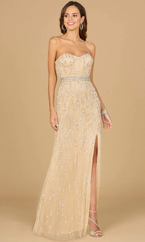 Soft Casuals Lara Dresses 29035 - Strapless Beaded Evening Gown