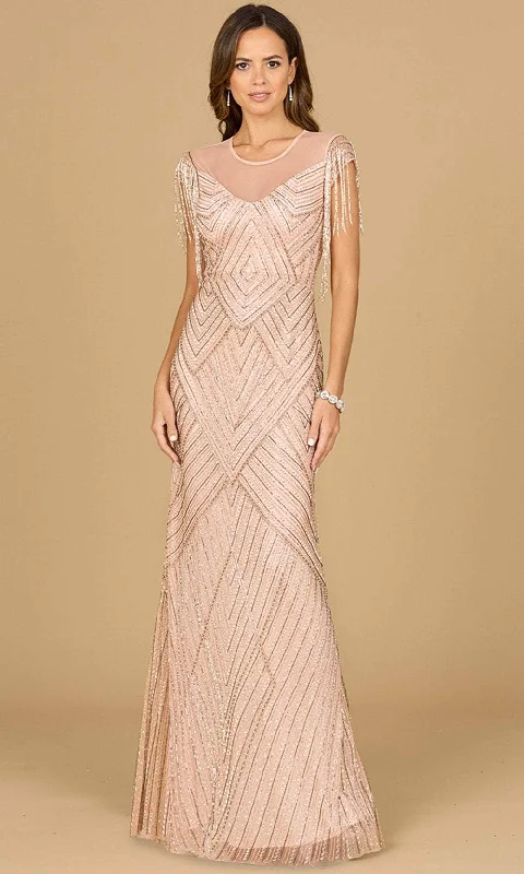 Timeless Style Lara Dresses 29053 - Cap Sleeve Fringe Detailed Long Dress