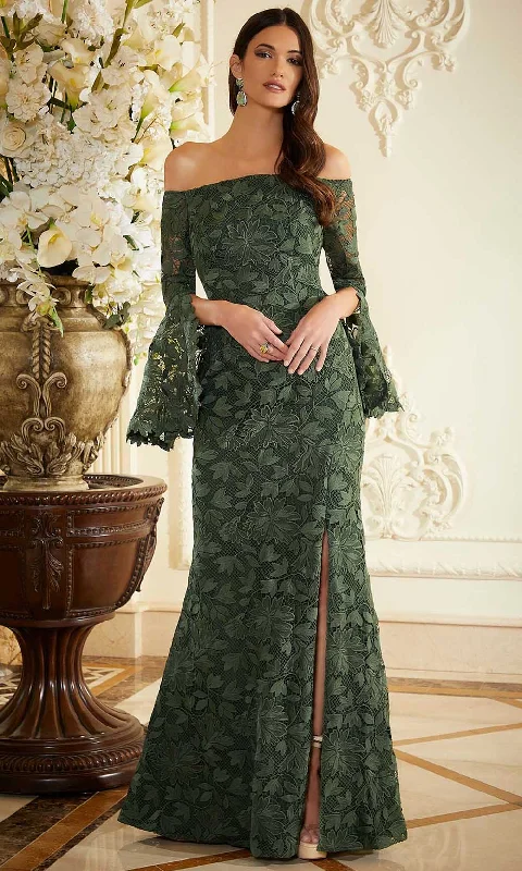 Comfortable Fashion Looks MGNY By Mori Lee 72804 - Bell Sleeve Venice Lace Evening Gown
