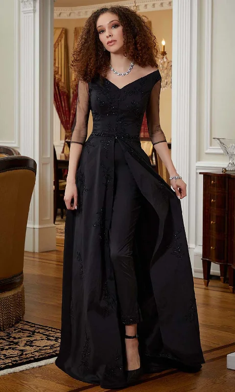 Modern Chic MGNY By Mori Lee 72810 - Illusion Sleeve V-Neck Evening Gown