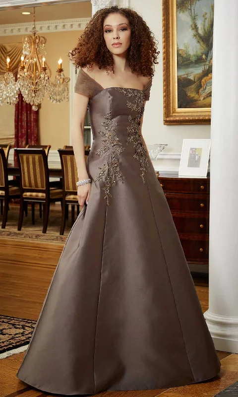 Comfortable Tops MGNY By Mori Lee 72811 - Floral Embroidered A-Line Evening Gown