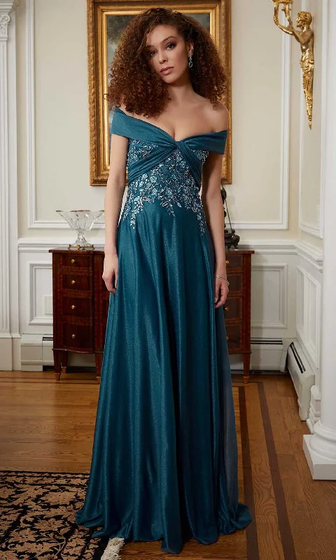 Relaxed Tops MGNY By Mori Lee 72814 - Floral Beaded Evening Gown