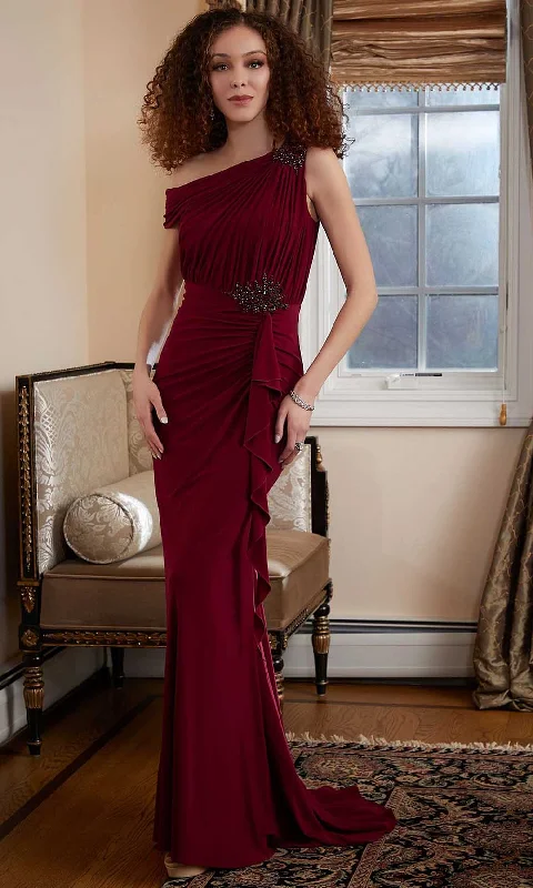 Trendy Comfort Wear MGNY By Mori Lee 72824 - Ruched One Shoulder Evening Gown