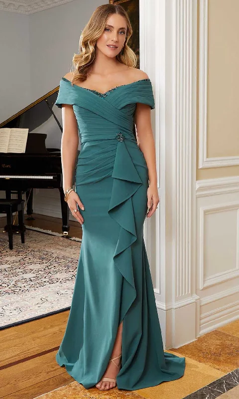Casual Ease MGNY By Mori Lee 72827 - Ruffle Draped Evening Gown