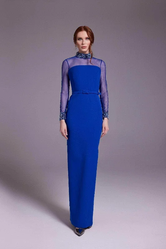 Cozy Essentials MNM Couture N0530 - Beaded Illusion Long Sheath Dress