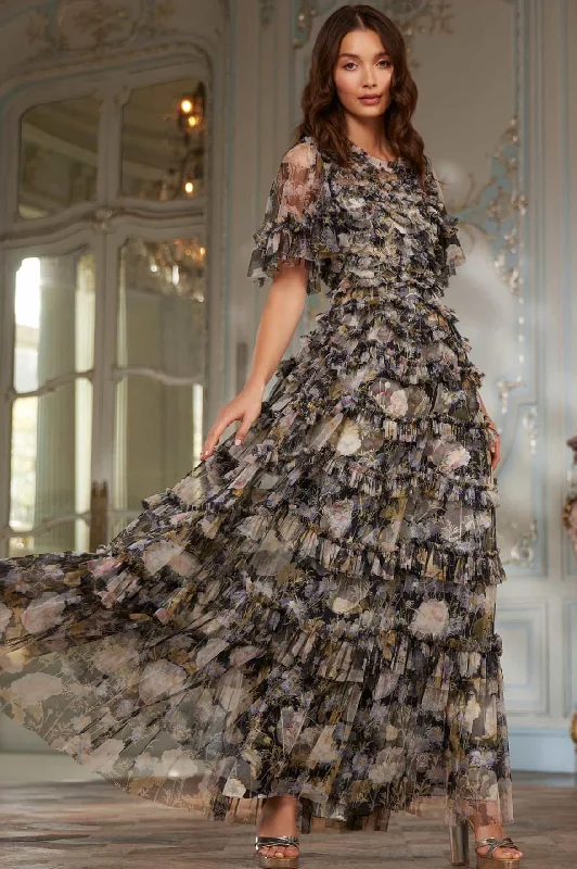 Comfortable Sweaters Moonlight Petals Round Neck Gown