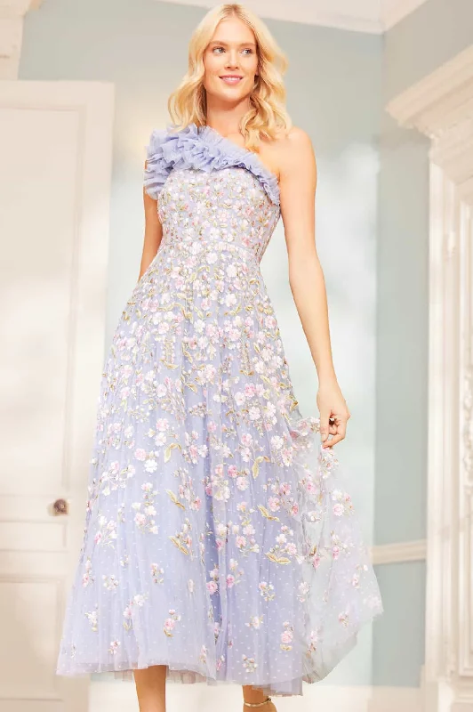 Easy-to-Wear Posy Pirouette One-Shoulder Ankle Gown