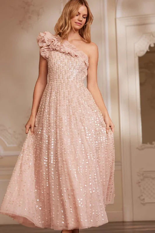 Smart Comfort Wear Raindrop One-Shoulder Ankle Gown