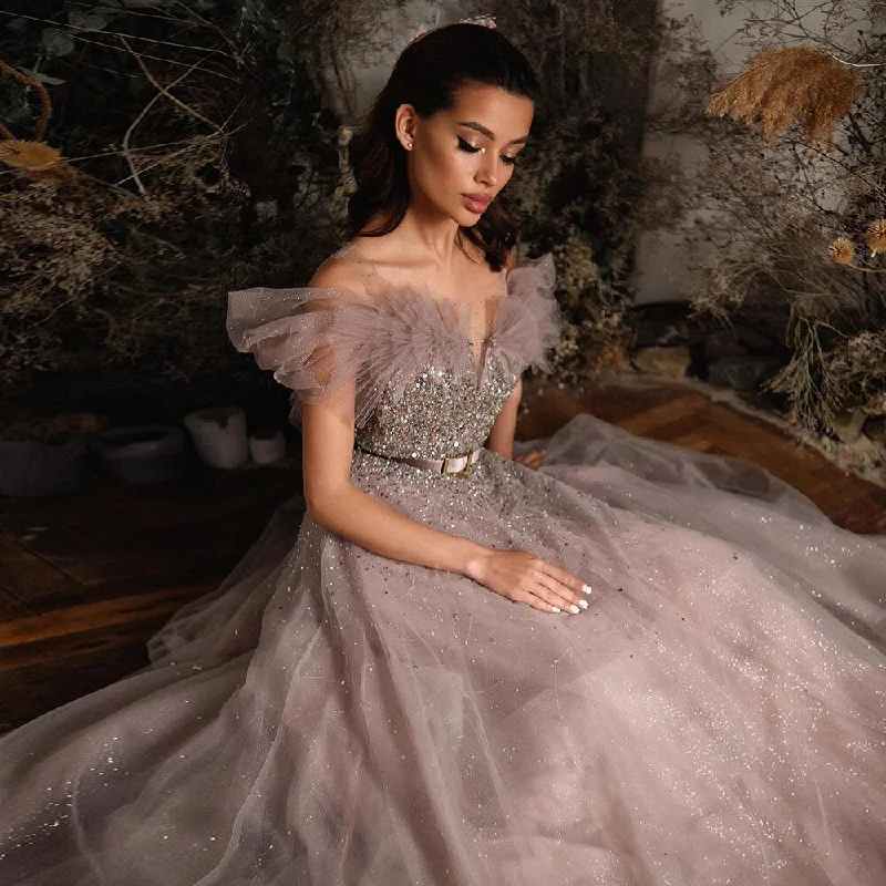 Comfortable Tops Luxury For Sale Pink Off Shoulder Evening Dress SS375
