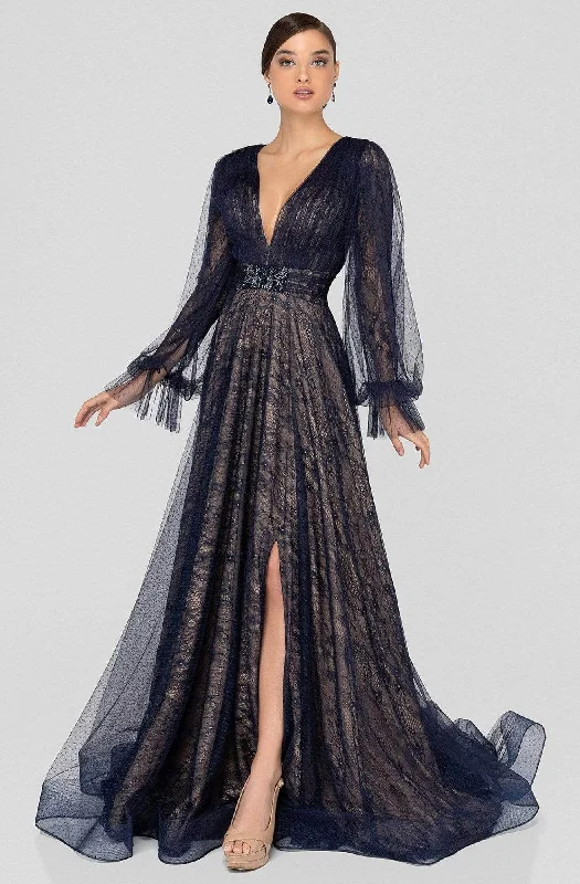 Effortless Outfits Terani Couture - 1913M9414 Lace V-neck A-line Dress