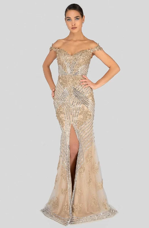 Weekend Comfort Wear Terani Couture - Applique Off Shoulder Evening Dress 1912GL9572
