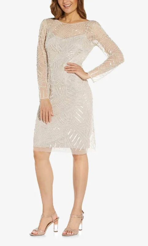 Versatile Casuals Adrianna Papell AP1E208662 - Long Sleeve Illusion Cocktail Dress