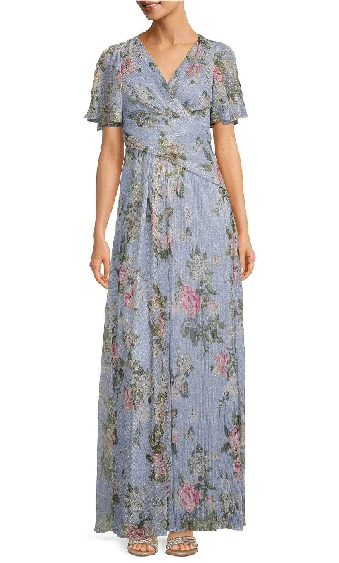 Elegant Fit Adrianna Papell AP1E209735 - Short Sleeve V Neck Long Dress