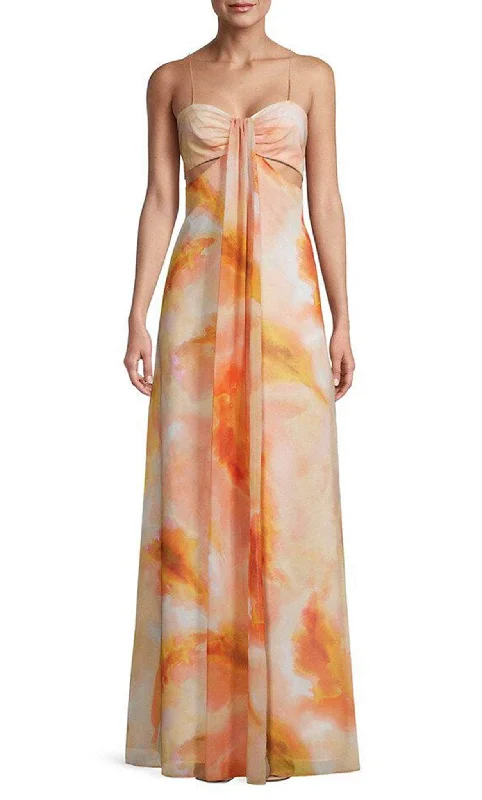 Simple Chic Aidan Mattox MN1E207237 - Coral Spaghetti Straps Long Dress