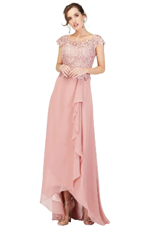 Light Layers Cecilia Couture - 1846 Lace Scoop A-Line High Low Dress