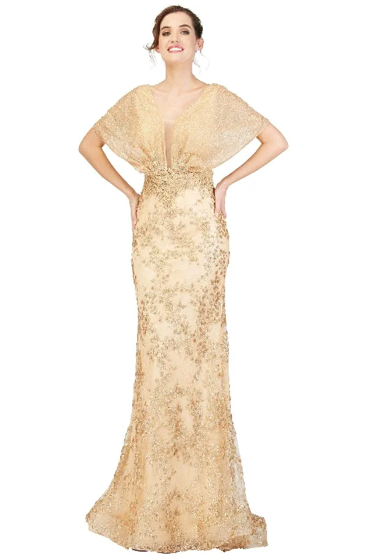 Easy Chic Wear Cecilia Couture - 1848 Embellished Deep V-neck Trumpet Dress