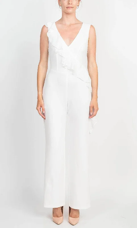 Warm Chic Connected Apparel TJE48170M1 - Sleeveless Ruffled Evening Pantsuit