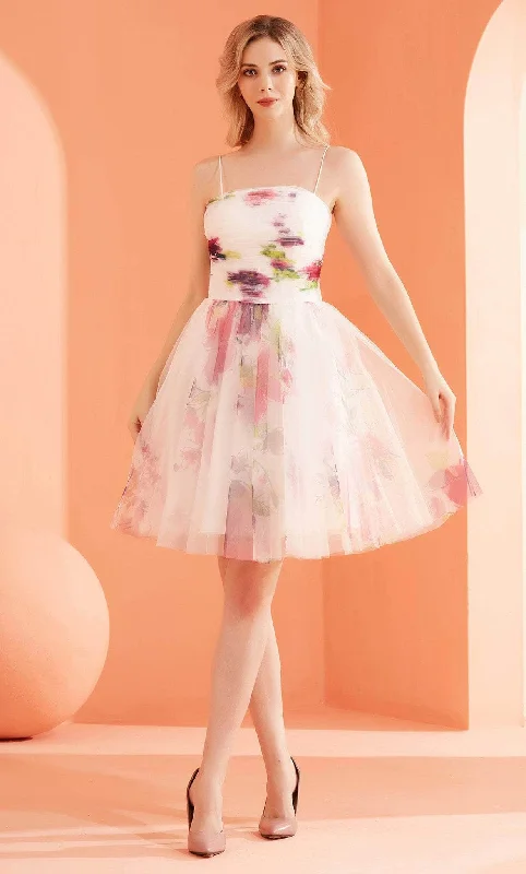 Versatile Outfits J'Adore Dresses J22077 - Floral Printed Fit and Flare Dress