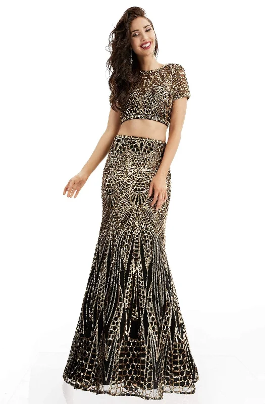 Comfortable Tops Jasz Couture - Sparkling Sequined Two-Piece Evening Dress 6001