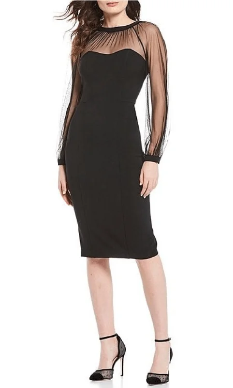 Soft Textures Maggy London G4507M - Illusion Sleeve Midi Dress