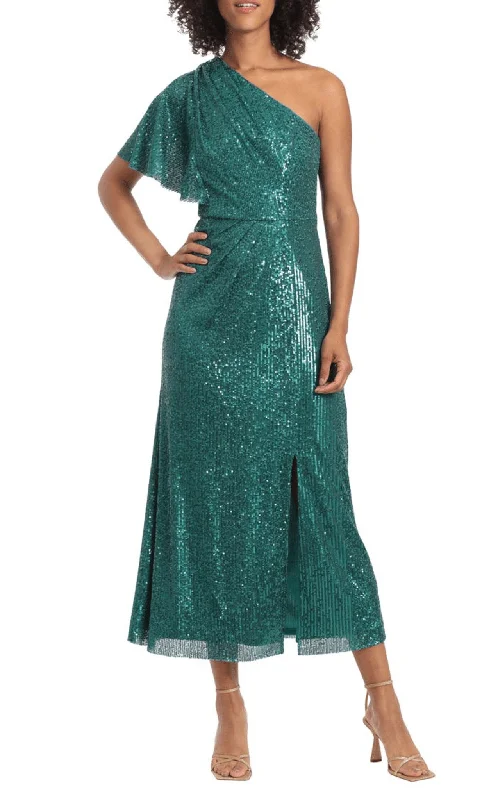 Easy Chic Wear Maggy London G5510M - Sequined Asymmetrical Dress