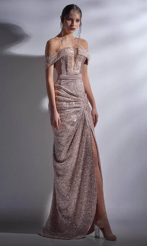Simple Looks MNM Couture G1290 - Beaded Off-Shoulder Prom Gown