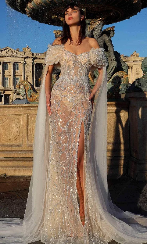 Elegant Fit MNM Couture K4034 - Off Shoulder Beaded Evening Gown