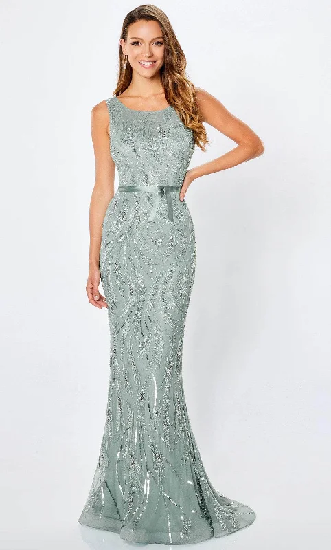 Easy Wear Chic Montage by Mon Cheri 221965W - V Back Bedazzled Sheath Gown