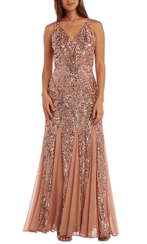 Relaxed Clothing Nightway 21685 - V-Neck Sequin Godets Evening Gown