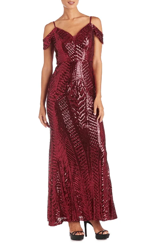 Relaxed Fits Nightway 21917A - Sequined V-Neck Evening Gown