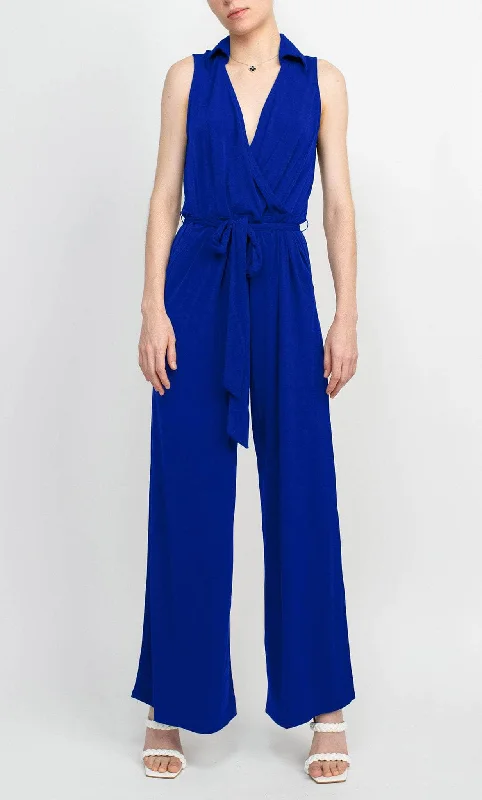 Casual Chic Looks Nina Leonard L11770 - Collared V-neck Jumpsuit
