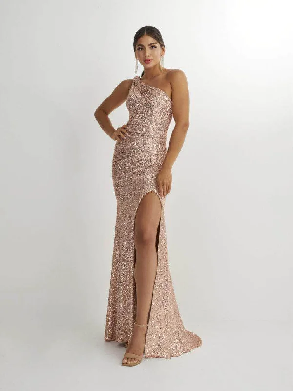 Comfortable Sweaters Studio 17 Prom 12906 - One Sleeve Sequin Evening Dress